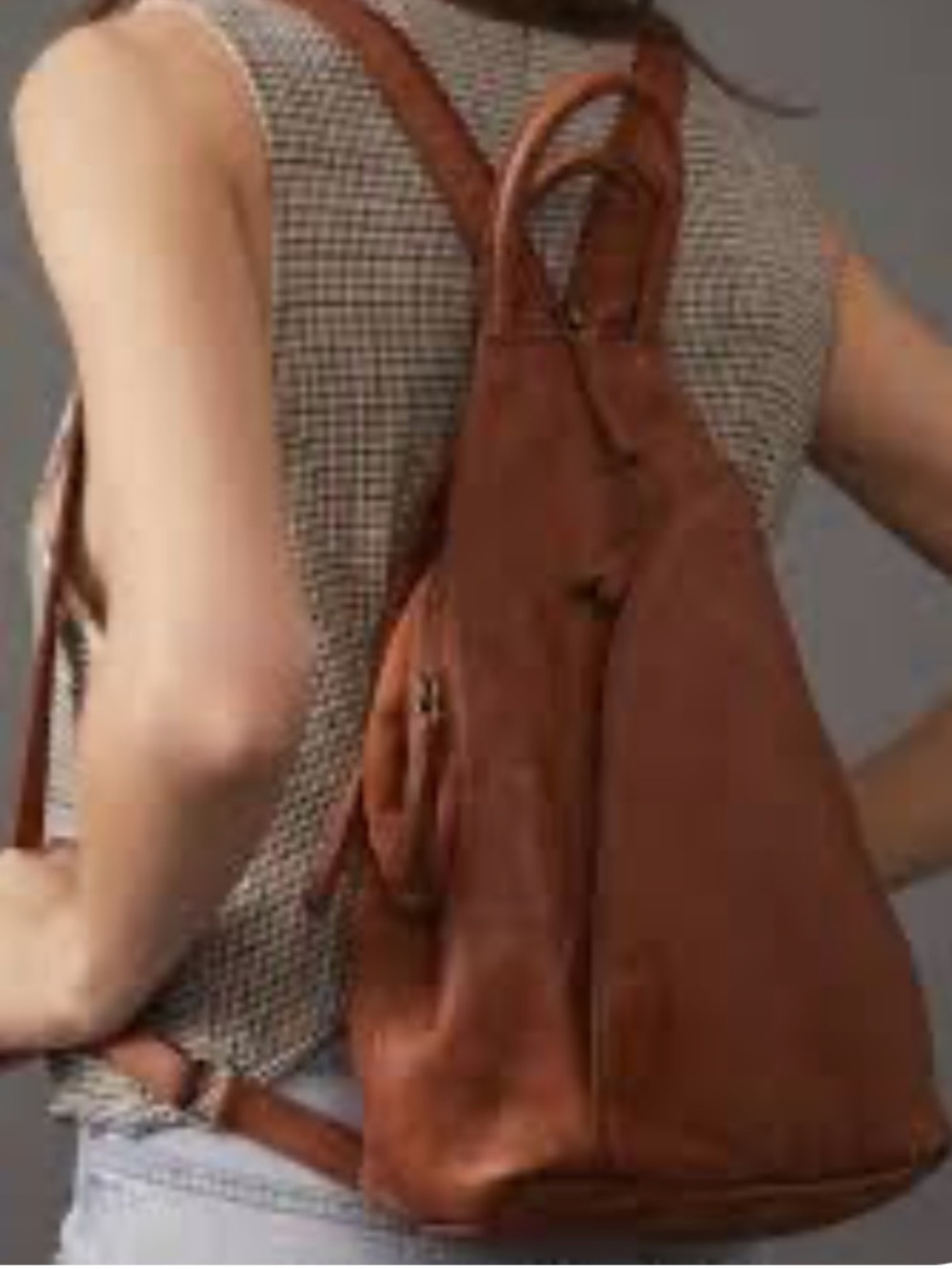 Free People  Soho Convertible Cognac Leather Sling Backpack